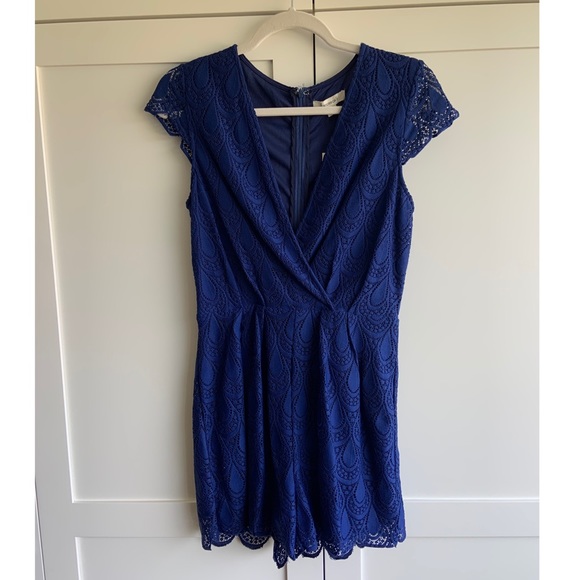Francesca’s Blue Lace Romper - Picture 1 of 4